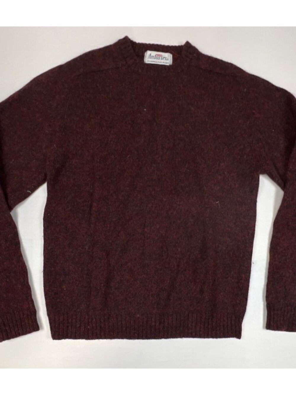Vintage Antartex Men L Burgundy Marled Wool Sweater Crewneck